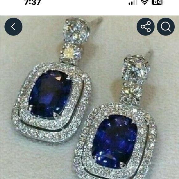 Jewelry - Elegant 925 sterling Silver and Sapphire Blue Earrings